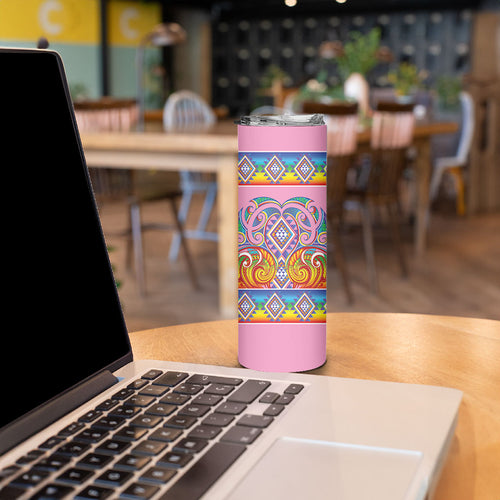 Rainbow Ngaru Taniko With Aotearoa Maori Tattoo Skinny Tumbler