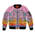 Rainbow Ngaru Taniko With Aotearoa Maori Tattoo Sleeve Zip Bomber Jacket