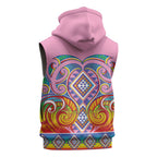 Rainbow Ngaru Taniko With Aotearoa Maori Tattoo Sleeveless Hoodie