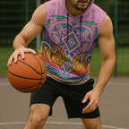 Rainbow Ngaru Taniko With Aotearoa Maori Tattoo Sleeveless Hoodie