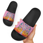 Rainbow Ngaru Taniko With Aotearoa Maori Tattoo Slide Sandals