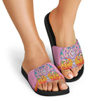 Rainbow Ngaru Taniko With Aotearoa Maori Tattoo Slide Sandals