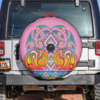 Rainbow Ngaru Taniko With Aotearoa Maori Tattoo Spare Tire Cover