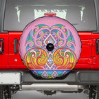 Rainbow Ngaru Taniko With Aotearoa Maori Tattoo Spare Tire Cover