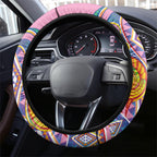 Rainbow Ngaru Taniko With Aotearoa Maori Tattoo Steering Wheel Cover