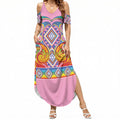 Rainbow Ngaru Taniko With Aotearoa Maori Tattoo Summer Maxi Dress