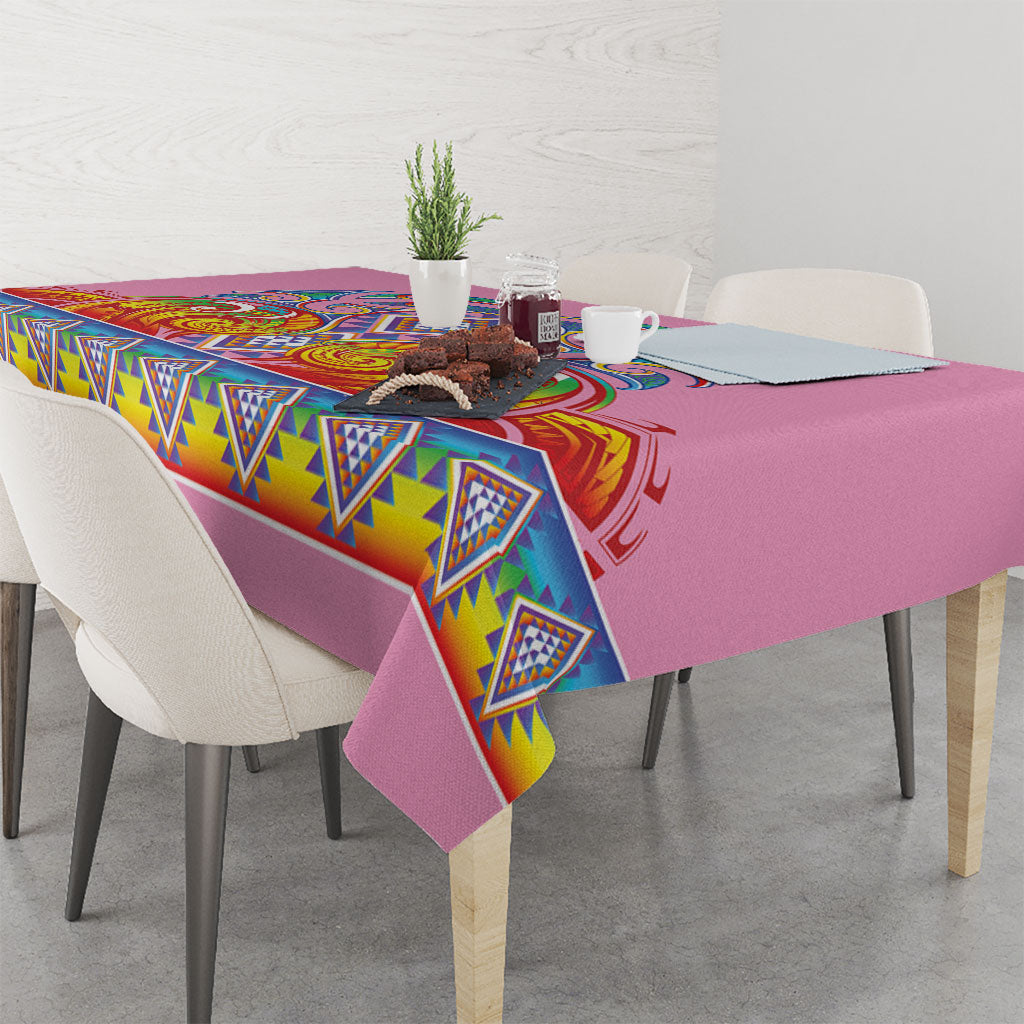 Rainbow Ngaru Taniko With Aotearoa Maori Tattoo Tablecloth