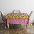 Rainbow Ngaru Taniko With Aotearoa Maori Tattoo Tablecloth