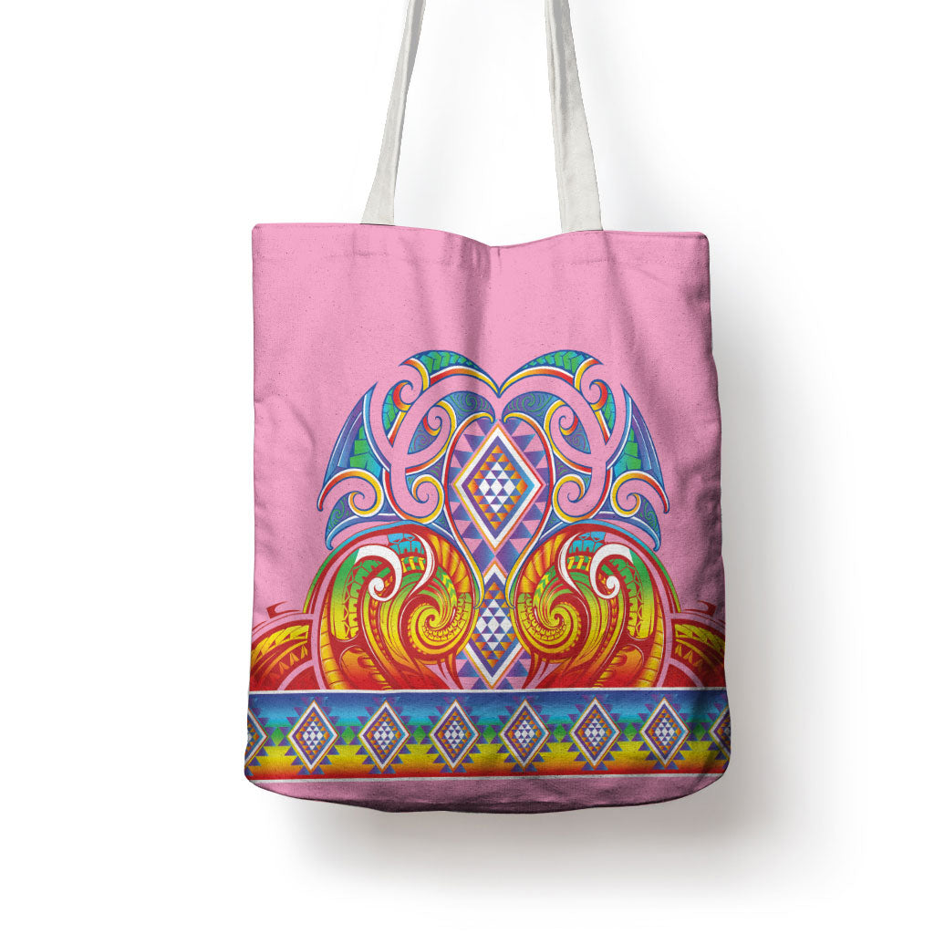 Rainbow Ngaru Taniko With Aotearoa Maori Tattoo Tote Bag