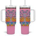 Rainbow Ngaru Taniko With Aotearoa Maori Tattoo Tumbler With Handle