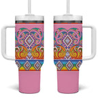 Rainbow Ngaru Taniko With Aotearoa Maori Tattoo Tumbler With Handle