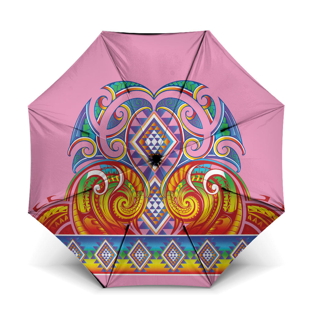 Rainbow Ngaru Taniko With Aotearoa Maori Tattoo Umbrella