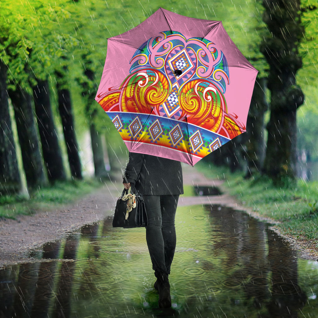Rainbow Ngaru Taniko With Aotearoa Maori Tattoo Umbrella