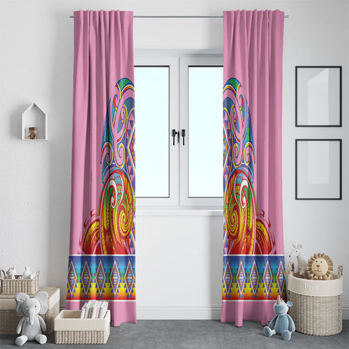 Rainbow Ngaru Taniko With Aotearoa Maori Tattoo Window Curtain