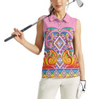 Rainbow Ngaru Taniko With Aotearoa Maori Tattoo Women Sleeveless Polo Shirt