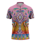 Rainbow Ngaru Taniko With Aotearoa Maori Tattoo Zipper Polo Shirt