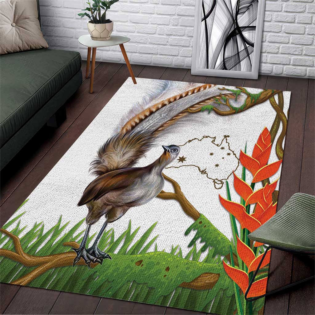 Australia Superb Lyrebird Area Rug Aussie Map - Rainforest Vibes