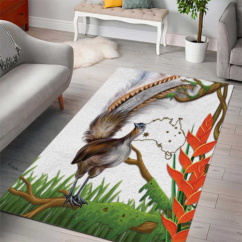 Australia Superb Lyrebird Area Rug Aussie Map - Rainforest Vibes