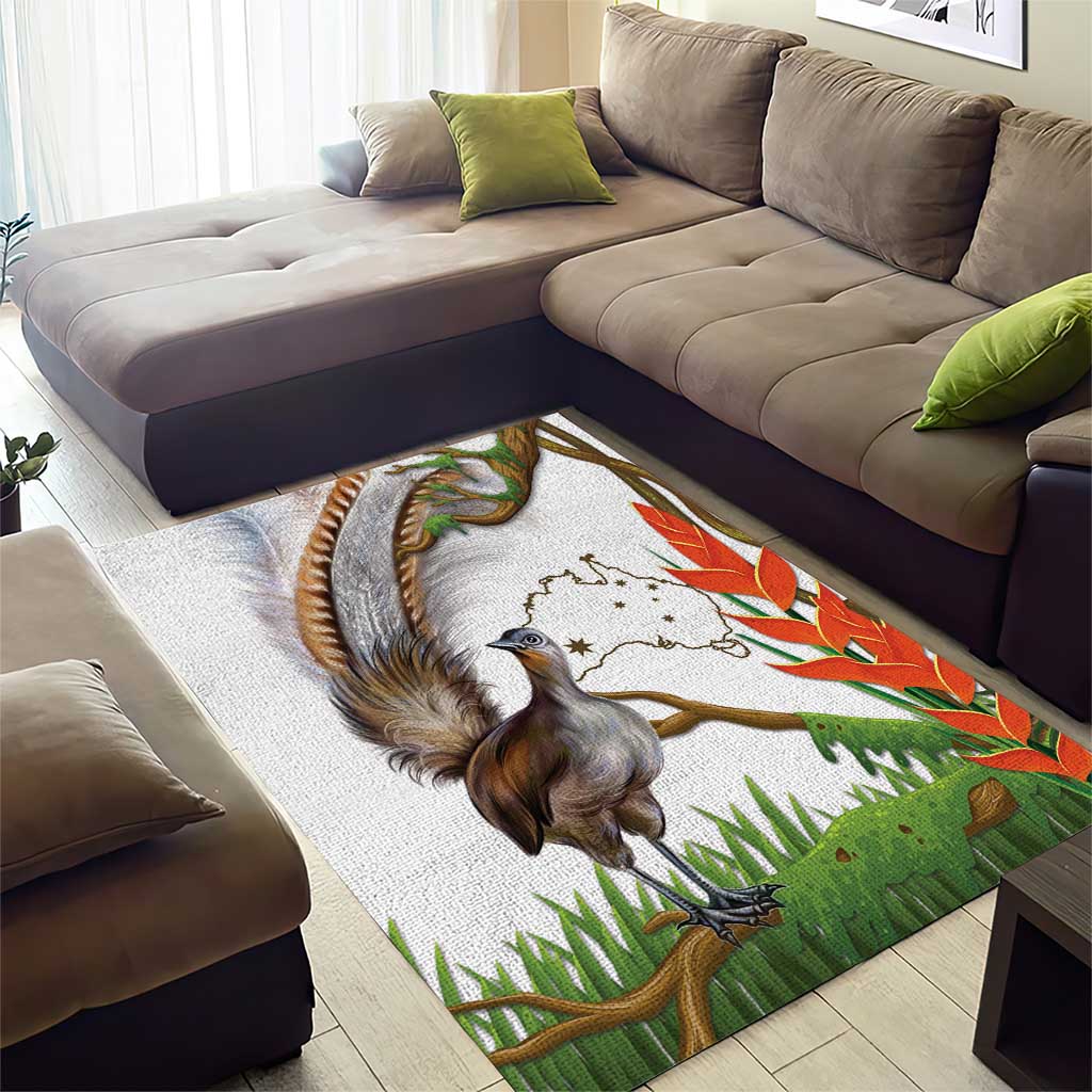 Australia Superb Lyrebird Area Rug Aussie Map - Rainforest Vibes