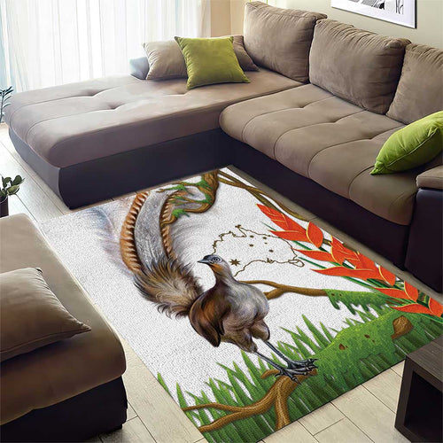Australia Superb Lyrebird Area Rug Aussie Map - Rainforest Vibes