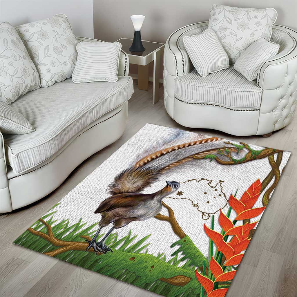 Australia Superb Lyrebird Area Rug Aussie Map - Rainforest Vibes