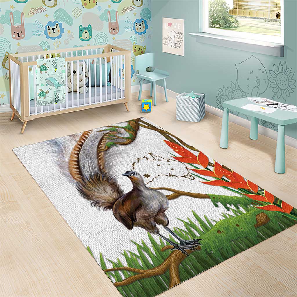 Australia Superb Lyrebird Area Rug Aussie Map - Rainforest Vibes