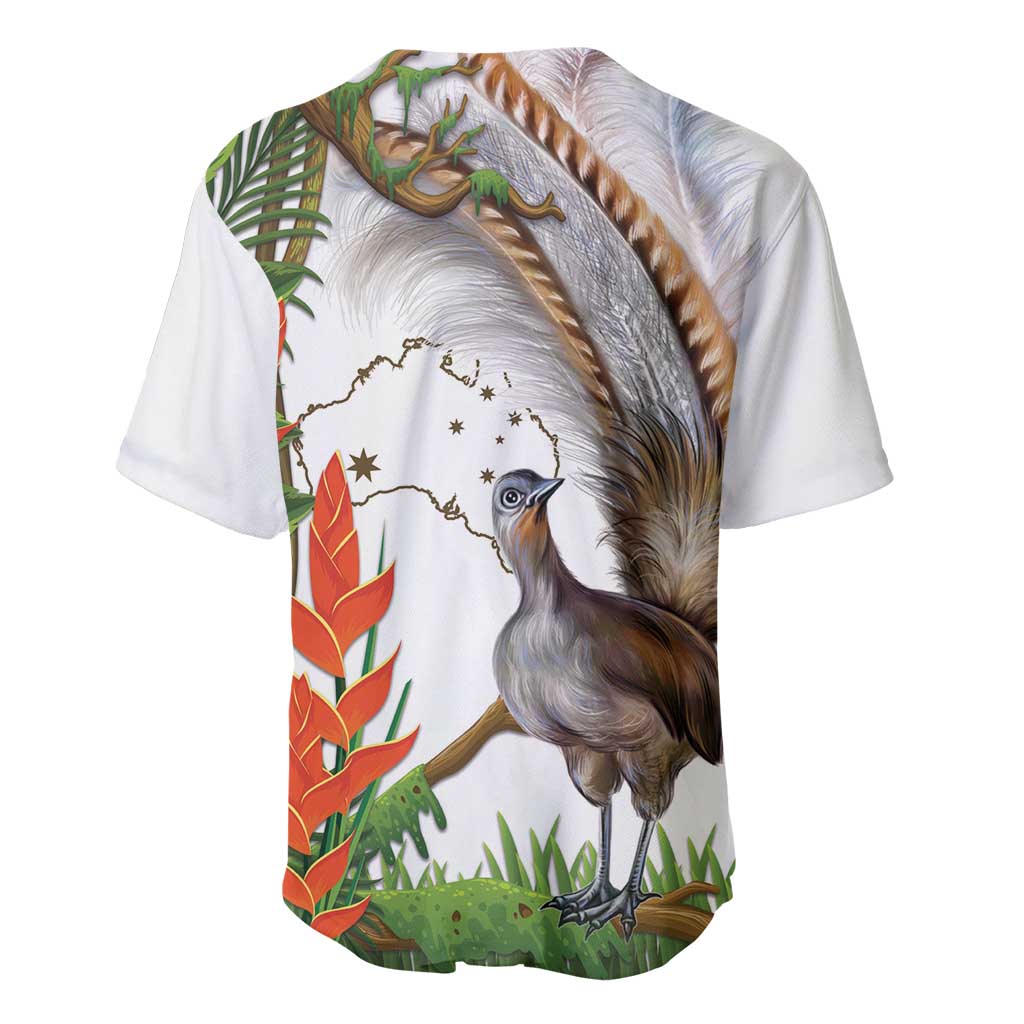 Australia Superb Lyrebird Baseball Jersey Aussie Map - Rainforest Vibes