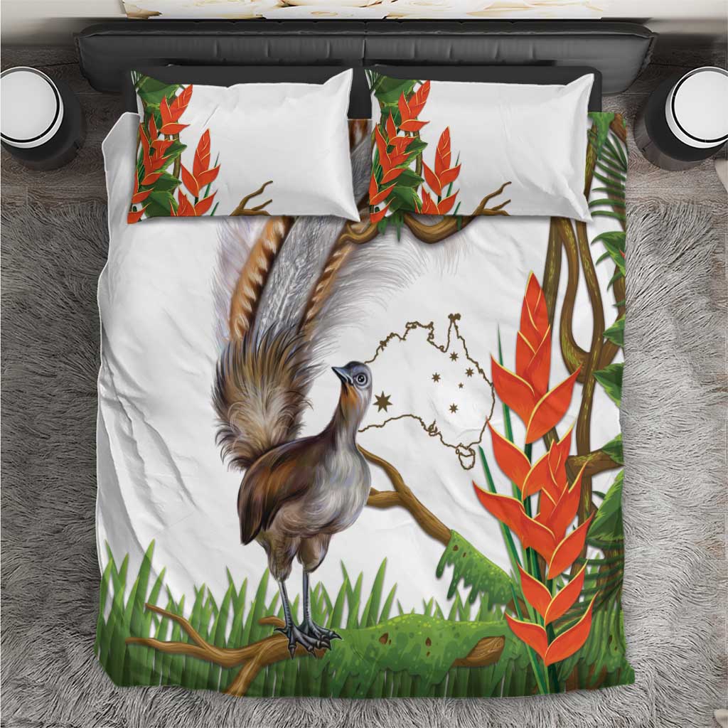 Australia Superb Lyrebird Bedding Set Aussie Map - Rainforest Vibes