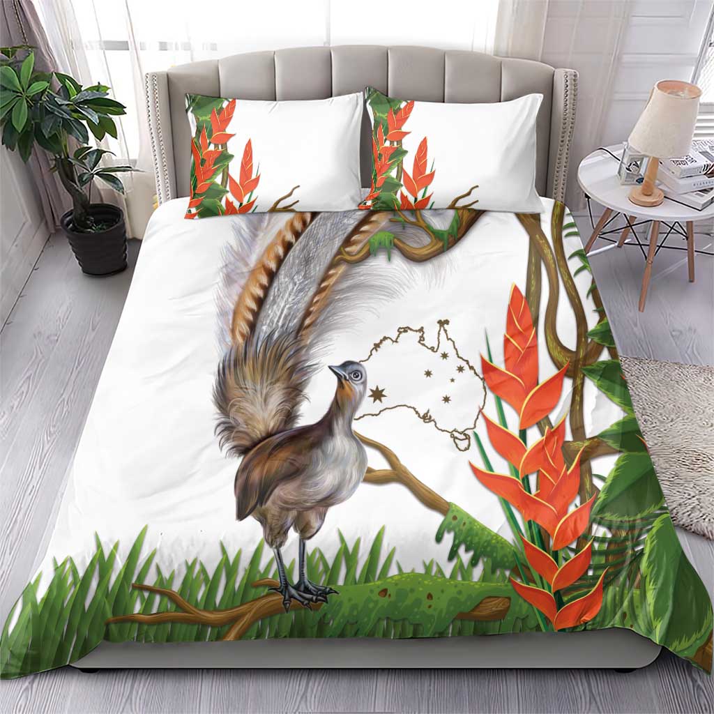 Australia Superb Lyrebird Bedding Set Aussie Map - Rainforest Vibes