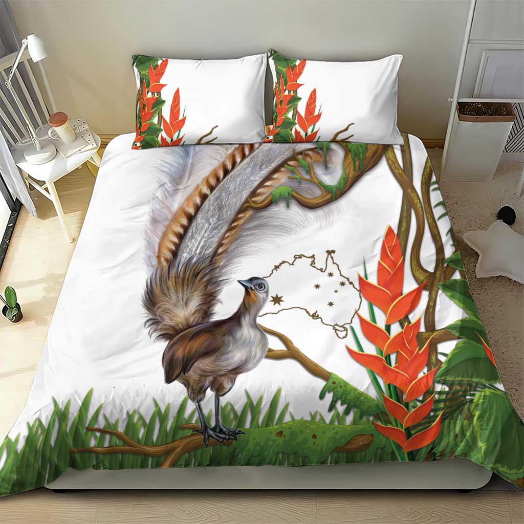 Australia Superb Lyrebird Bedding Set Aussie Map - Rainforest Vibes