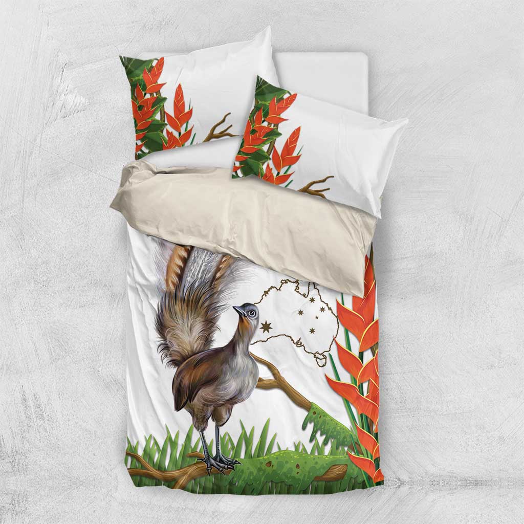 Australia Superb Lyrebird Bedding Set Aussie Map - Rainforest Vibes