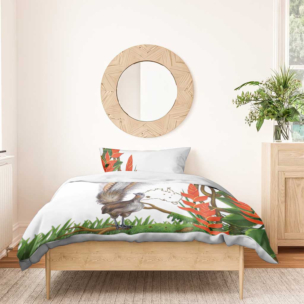 Australia Superb Lyrebird Bedding Set Aussie Map - Rainforest Vibes