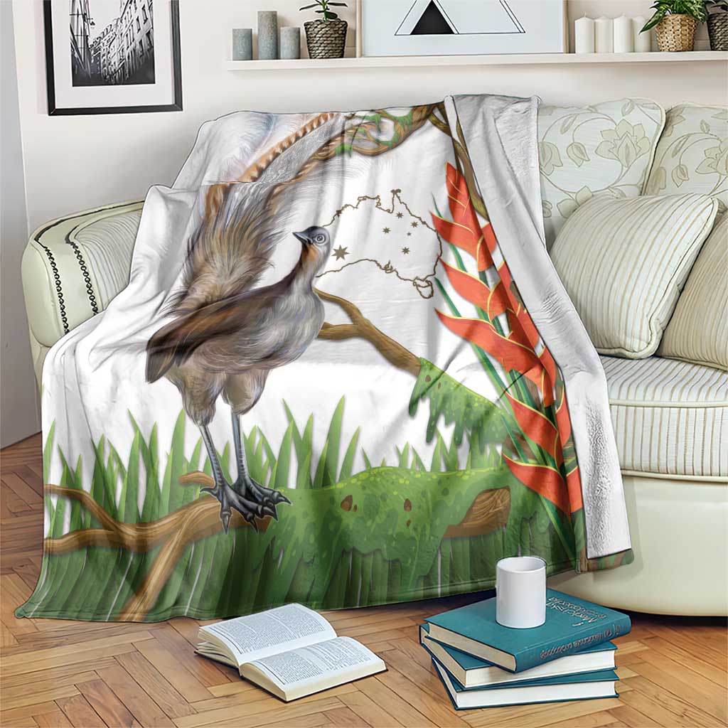 Australia Superb Lyrebird Blanket Aussie Map - Rainforest Vibes