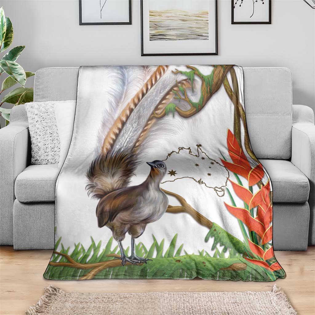 Australia Superb Lyrebird Blanket Aussie Map - Rainforest Vibes