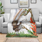 Australia Superb Lyrebird Blanket Aussie Map - Rainforest Vibes