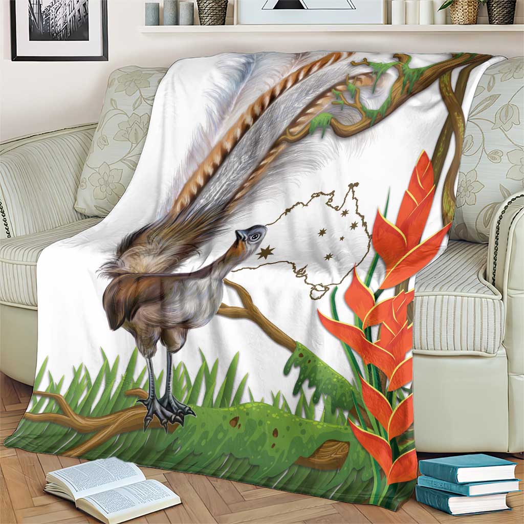 Australia Superb Lyrebird Blanket Aussie Map - Rainforest Vibes