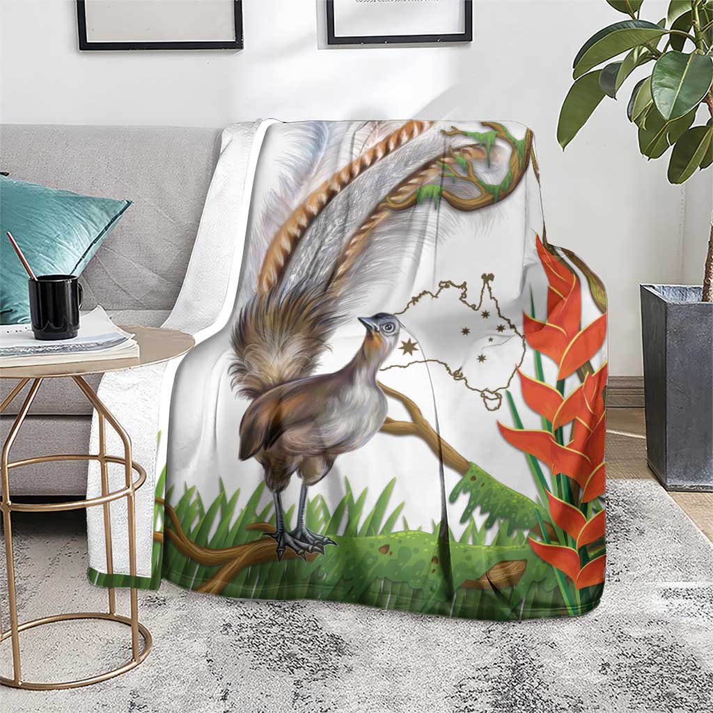 Australia Superb Lyrebird Blanket Aussie Map - Rainforest Vibes