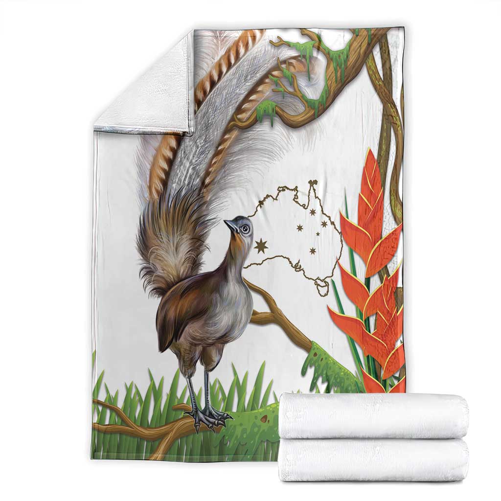 Australia Superb Lyrebird Blanket Aussie Map - Rainforest Vibes