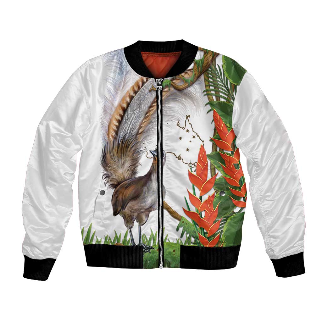Australia Superb Lyrebird Bomber Jacket Aussie Map - Rainforest Vibes