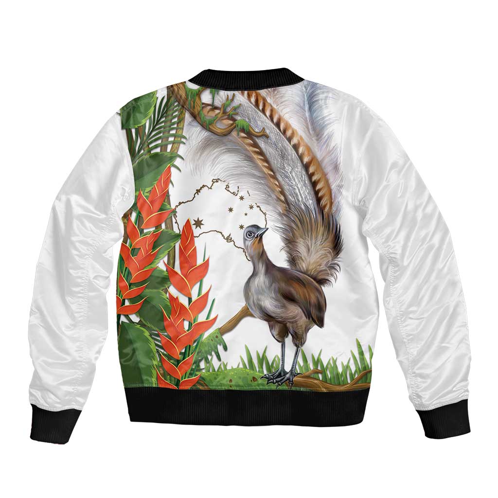 Australia Superb Lyrebird Bomber Jacket Aussie Map - Rainforest Vibes
