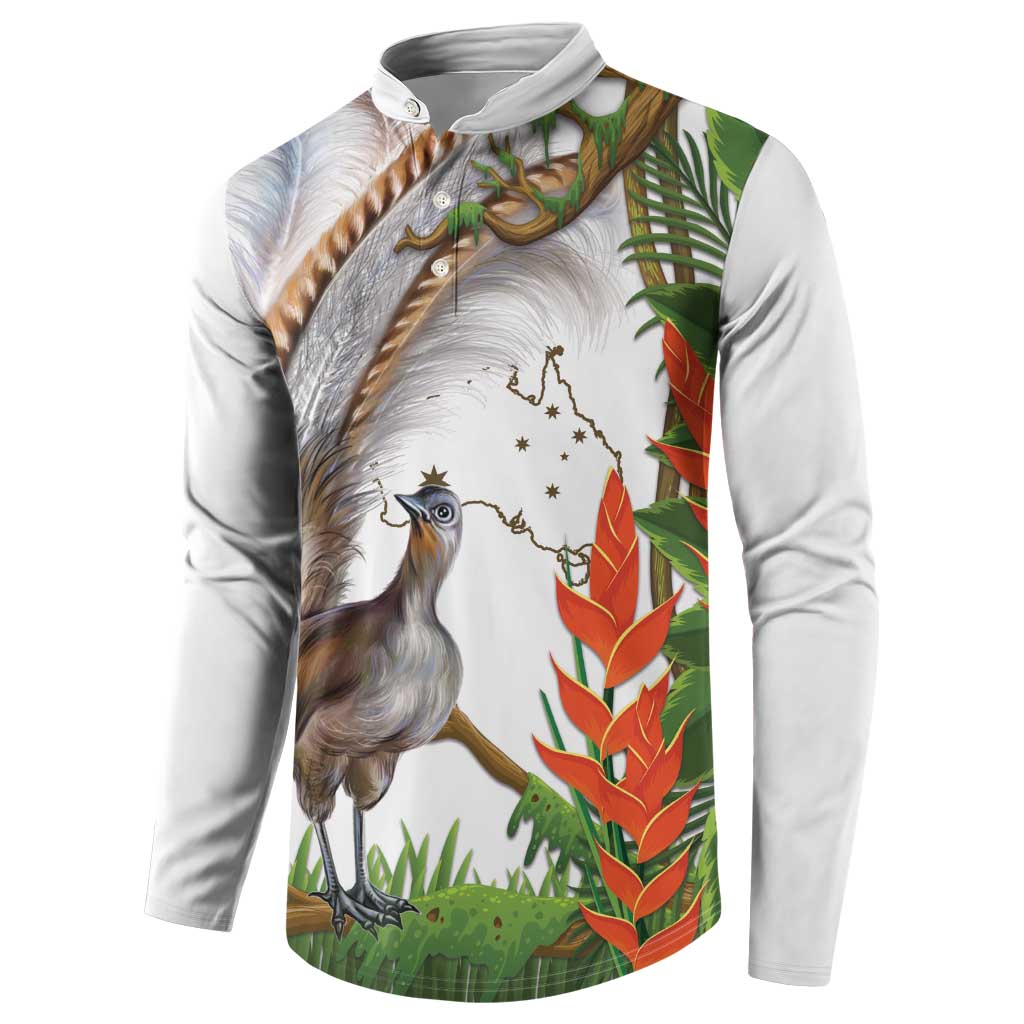 Australia Superb Lyrebird Button Sweatshirt Aussie Map - Rainforest Vibes