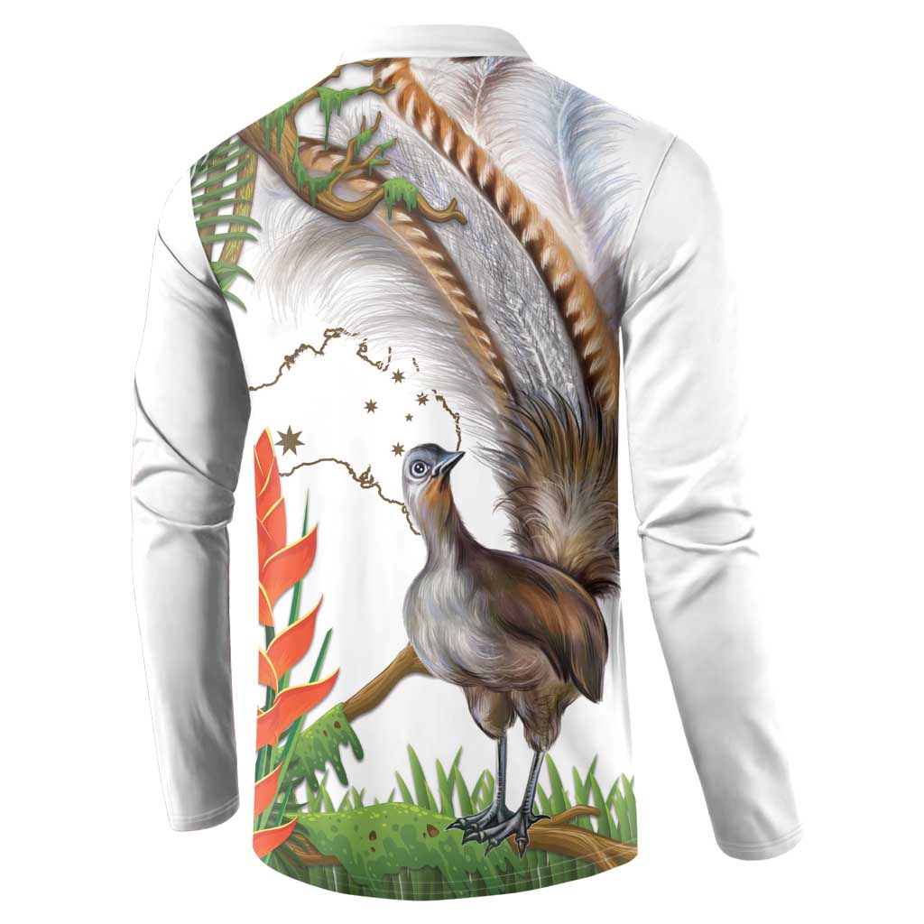 Australia Superb Lyrebird Button Sweatshirt Aussie Map - Rainforest Vibes
