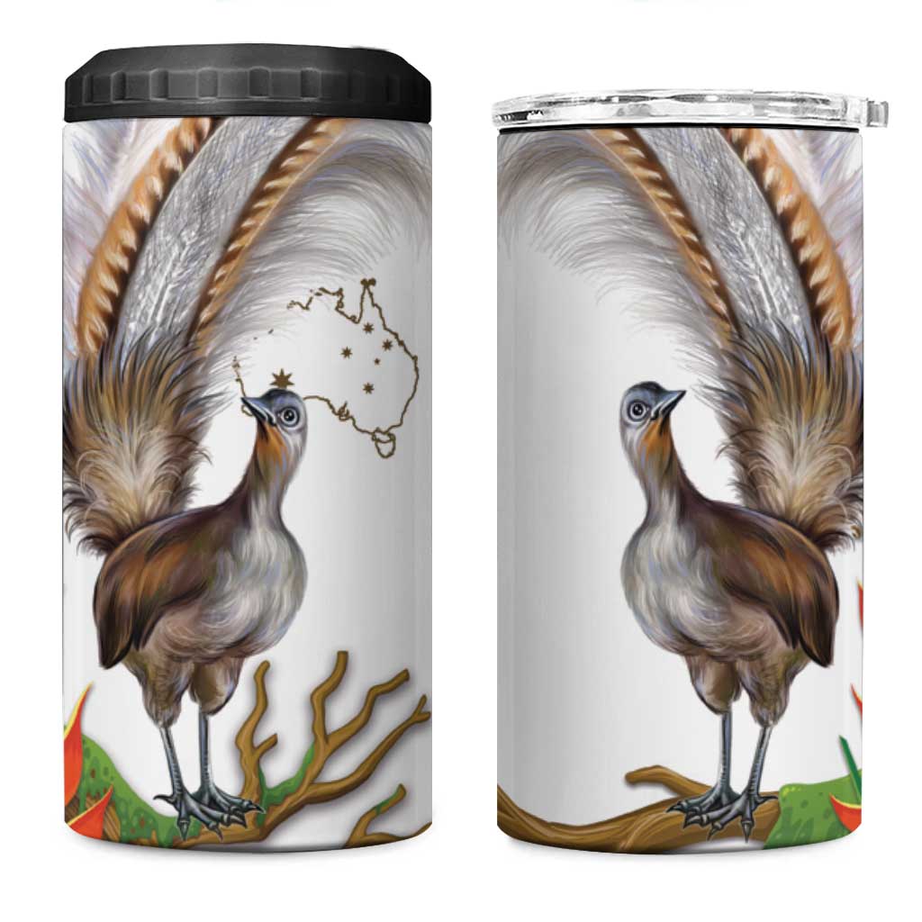 Australia Superb Lyrebird 4 in 1 Can Cooler Tumbler Aussie Map - Rainforest Vibes