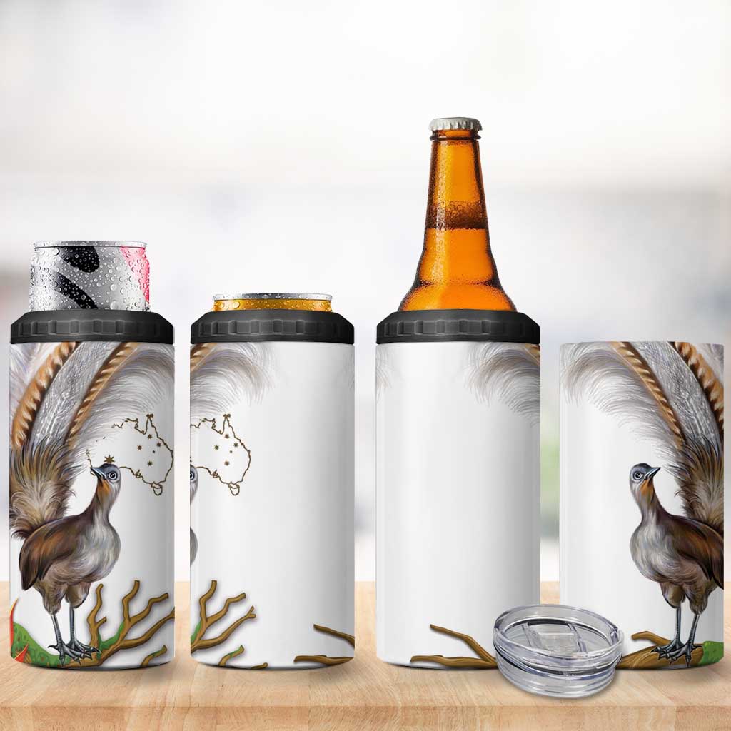 Australia Superb Lyrebird 4 in 1 Can Cooler Tumbler Aussie Map - Rainforest Vibes