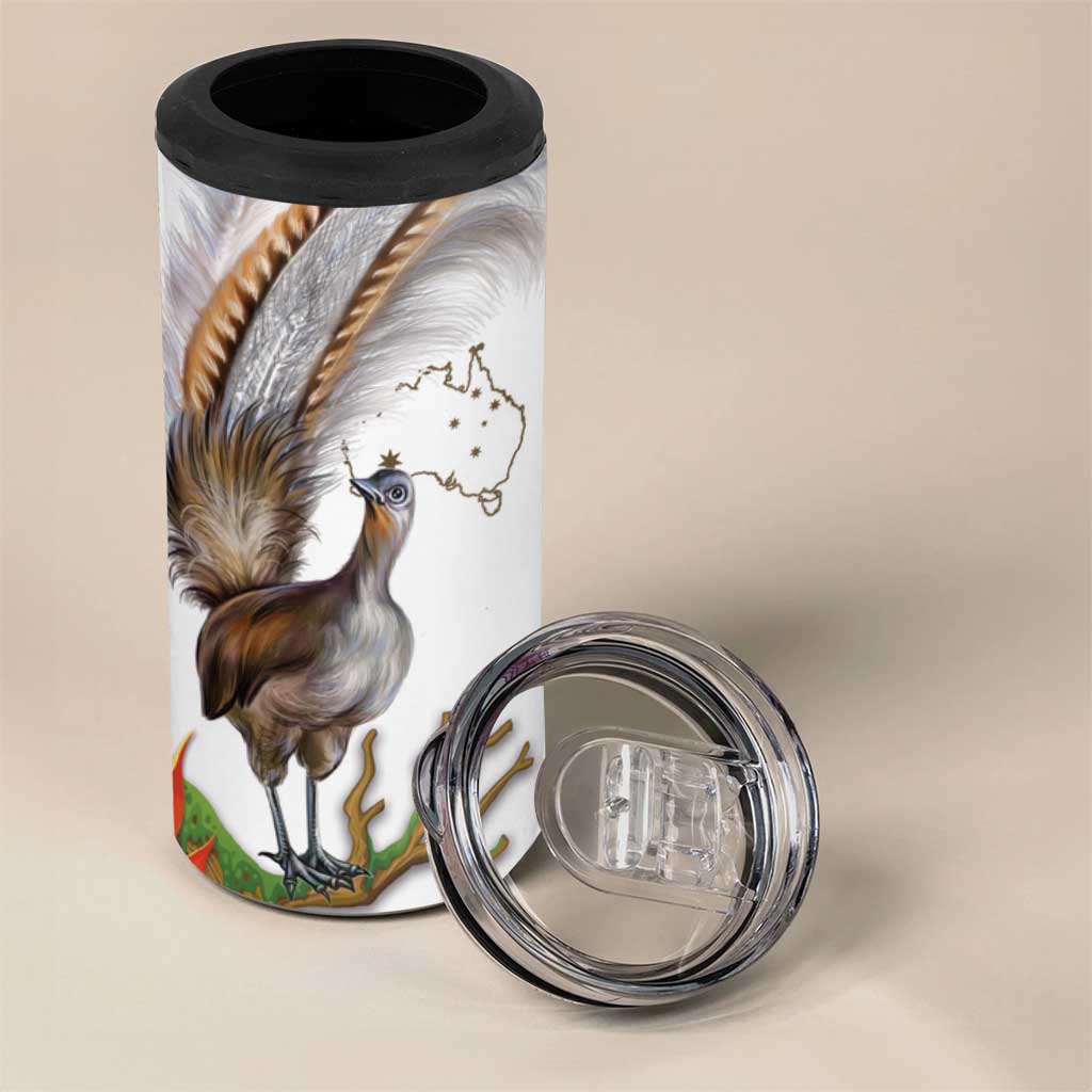 Australia Superb Lyrebird 4 in 1 Can Cooler Tumbler Aussie Map - Rainforest Vibes