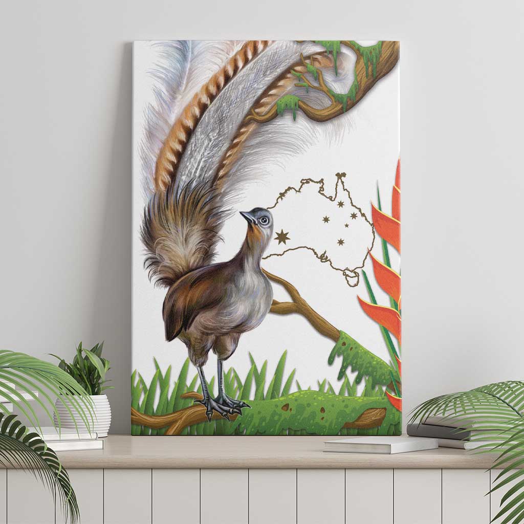 Australia Superb Lyrebird Canvas Wall Art Aussie Map - Rainforest Vibes
