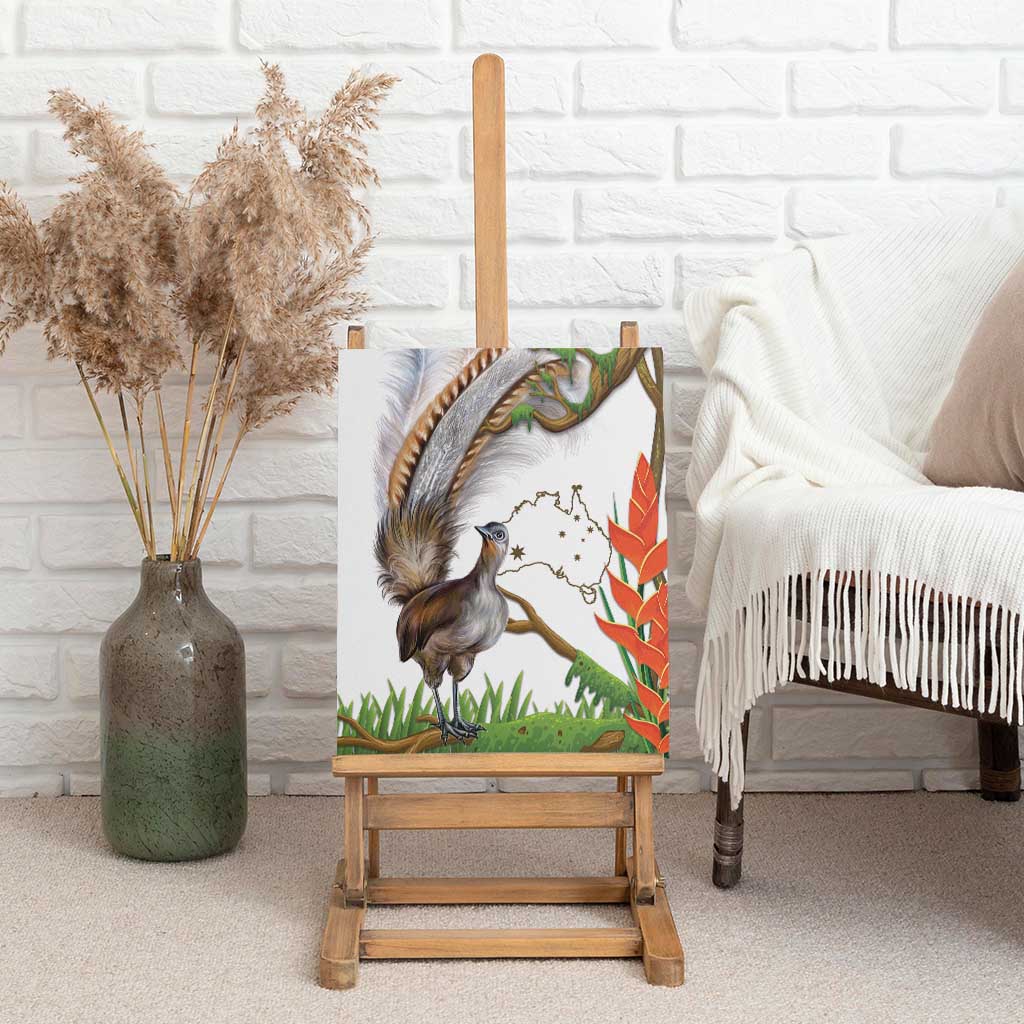 Australia Superb Lyrebird Canvas Wall Art Aussie Map - Rainforest Vibes