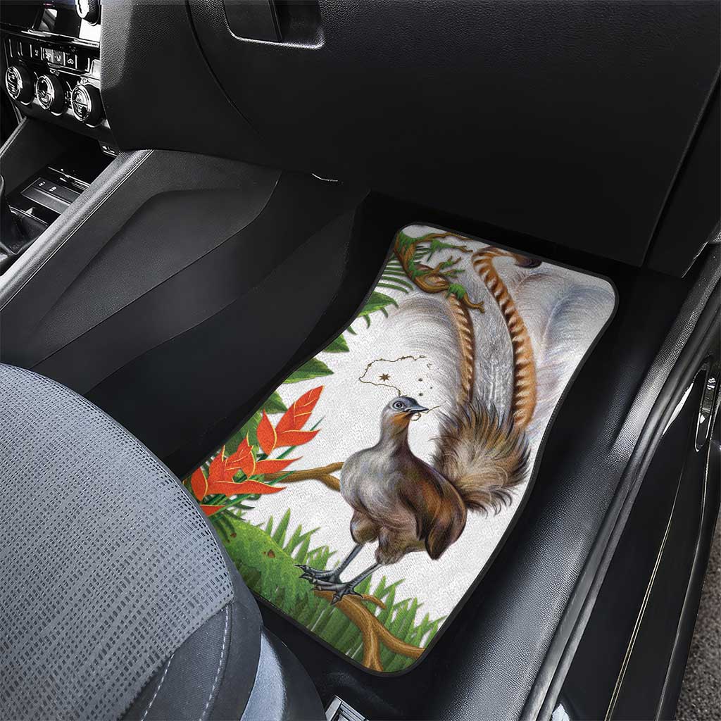 Australia Superb Lyrebird Car Mats Aussie Map - Rainforest Vibes