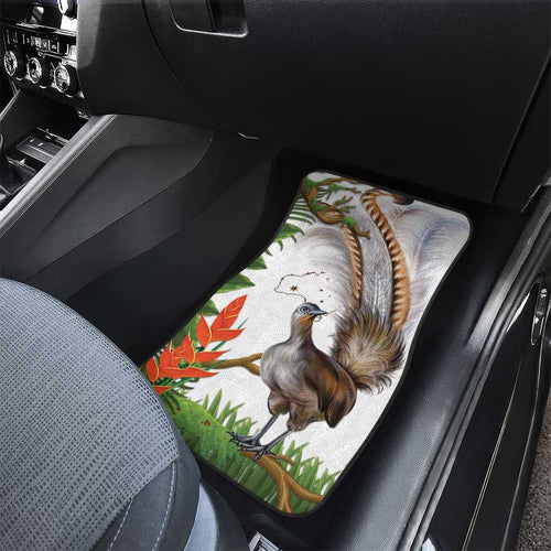 Australia Superb Lyrebird Car Mats Aussie Map - Rainforest Vibes
