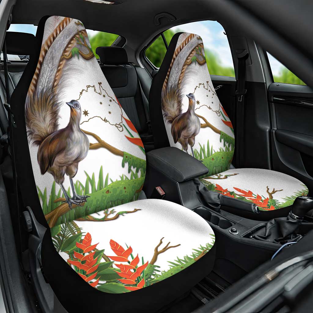 Australia Superb Lyrebird Car Seat Cover Aussie Map - Rainforest Vibes